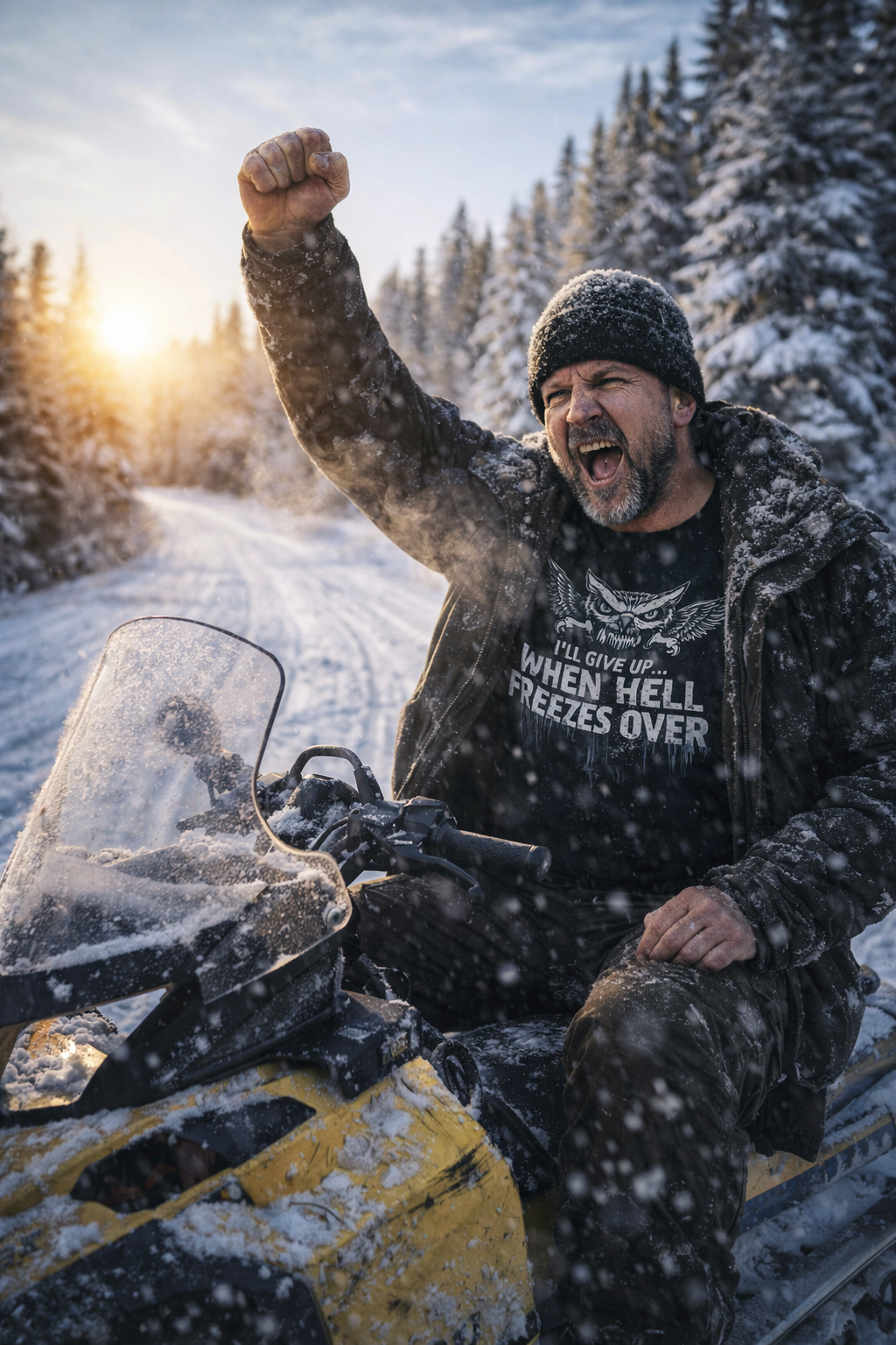 T-Shirt — "I'll Give Up When Hell Freezes Over" Owl Graphic Tee