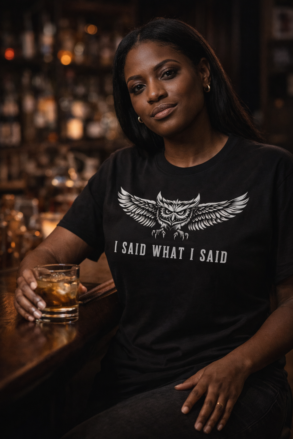I Said What I Said Owl Shirt Black Streetwear Confidence and Statement Apparel