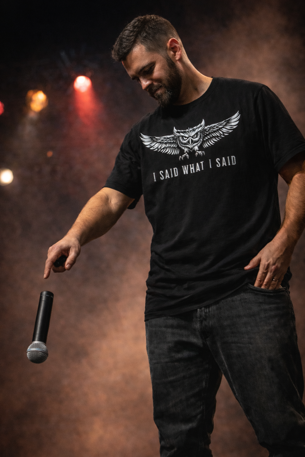 I Said What I Said Owl Shirt Black Streetwear Confidence and Statement Apparel