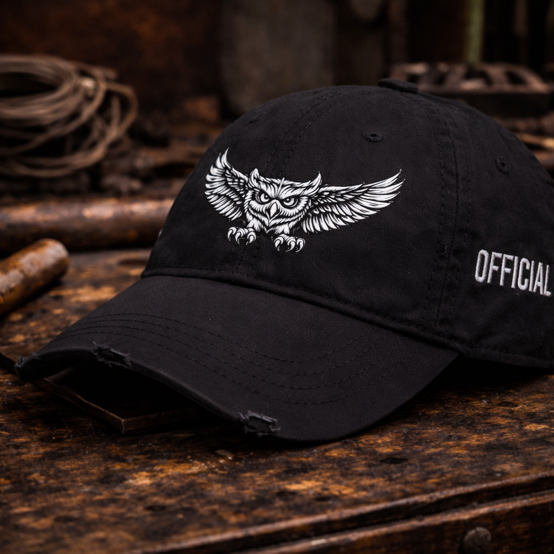 The Owl Icon | Distressed Embroidered Cap