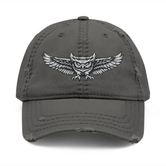 Distressed Embroidered Owl Wing Hat