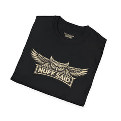 NUFF SAID Vintage Owl Graphic T Shirt Distressed Workwear Tee