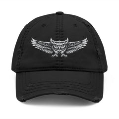 Distressed Embroidered Owl Wing Hat