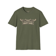 NUFF SAID Vintage Owl Graphic T Shirt Distressed Workwear Tee